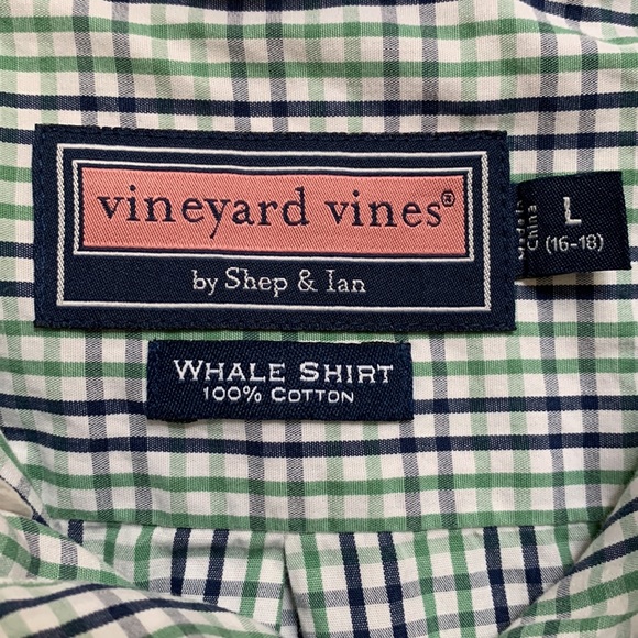 Vineyard Vines - 100% cotton blue/green plaid button down shirt - Picture 2 of 2